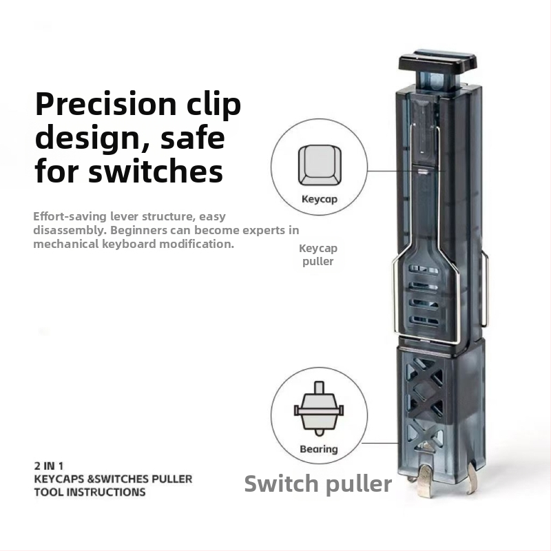Dvojitý ťahací nástroj na osi a klávesy pre čistenie mechanickej klávesnice, ABS + 304 nerezovej ocele