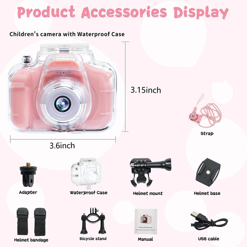 Dječja mini kamera (Model C3D, LCD 2,0 inča, 30W pikseli, TF kartica, ABS kućište, trajanje baterije 2 sata)