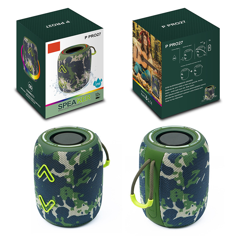 Vanjski Bluetooth zvučnik P Pro27, Bluetooth 5.3, 10W, frekvencijski raspon 100 Hz-20 kHz, ugrađena baterija 1200-2000 mAh, domet do 10 m