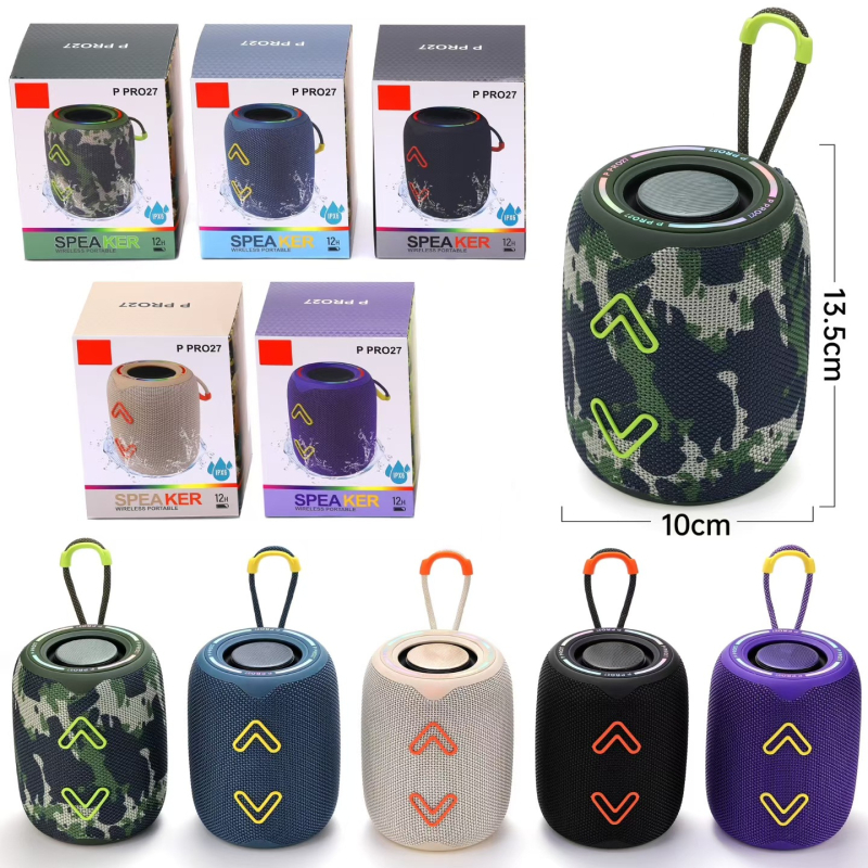 Vanjski Bluetooth zvučnik P Pro27, Bluetooth 5.3, 10W, frekvencijski raspon 100 Hz-20 kHz, ugrađena baterija 1200-2000 mAh, domet do 10 m