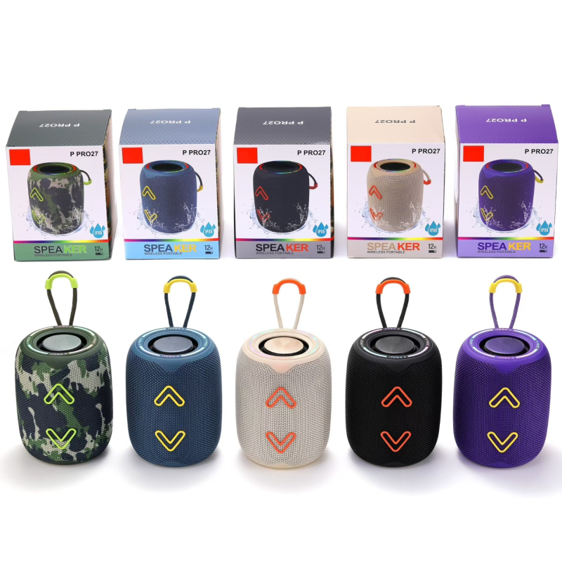 Vanjski Bluetooth zvučnik P Pro27, Bluetooth 5.3, 10W, frekvencijski raspon 100 Hz-20 kHz, ugrađena baterija 1200-2000 mAh, domet do 10 m