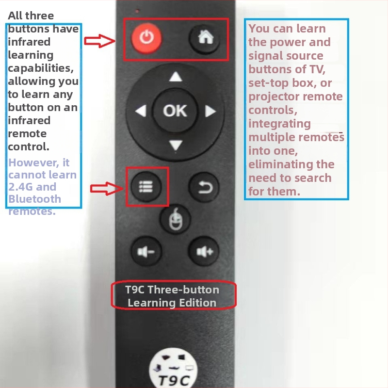 T9 Diaľkové ovládanie - 2.4G USB bezdrôtový, dosah 10 m, pre TV/Set-top box/PC projektor