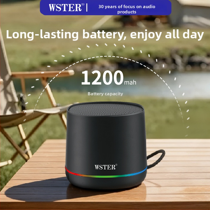 Boxă Bluetooth mică cu baterie încorporată de 1200–2000mAh, Bluetooth 5.3, ieșire 5W, IPX4 rezistentă la apă, radio FM și redare pe card TF