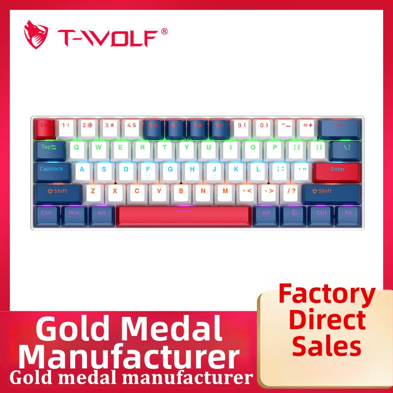 T-wolf T60 mechanická klávesnica, 61 kláves, USB káblové pripojenie, RGB osvetlenie, podpora prispôsobenia