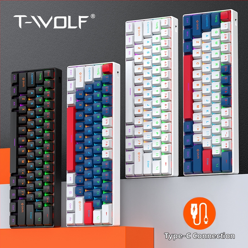 T-wolf T60 mechanická klávesnica, 61 kláves, USB káblové pripojenie, RGB osvetlenie, podpora prispôsobenia