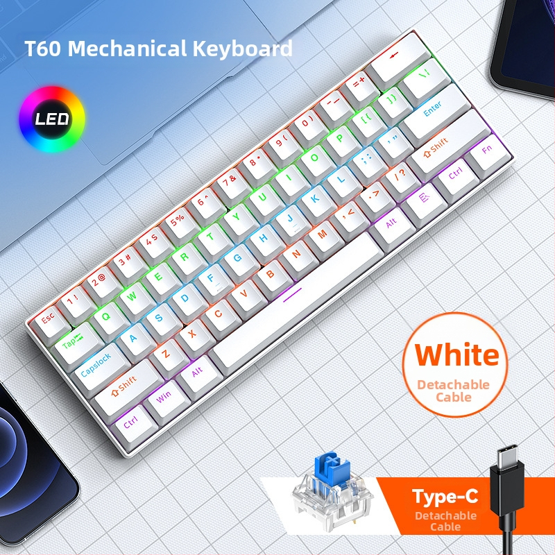 T-wolf T60 mechanická klávesnica, 61 kláves, USB káblové pripojenie, RGB osvetlenie, podpora prispôsobenia