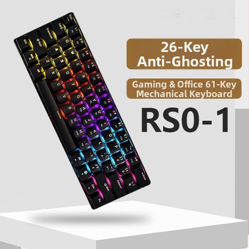61 tipkovnica s žičnom konekcijom, mehanička, zelena osovina, miješano RGB osvjetljenje, vodootporna