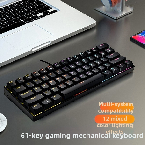 61 tipkovnica s žičnom konekcijom, mehanička, zelena osovina, miješano RGB osvjetljenje, vodootporna