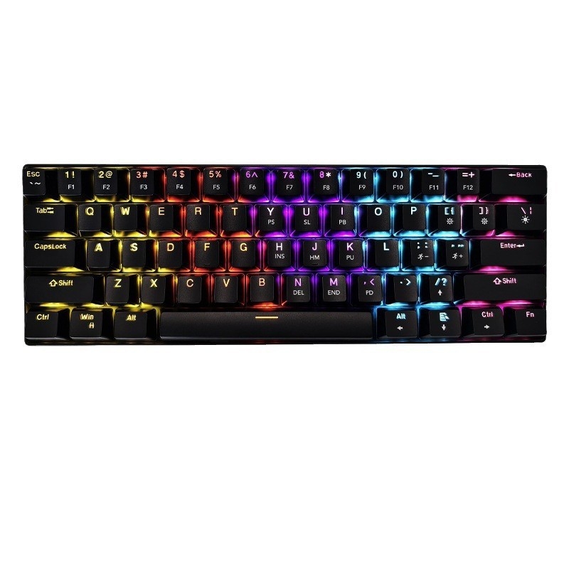 61 tipkovnica s žičnom konekcijom, mehanička, zelena osovina, miješano RGB osvjetljenje, vodootporna