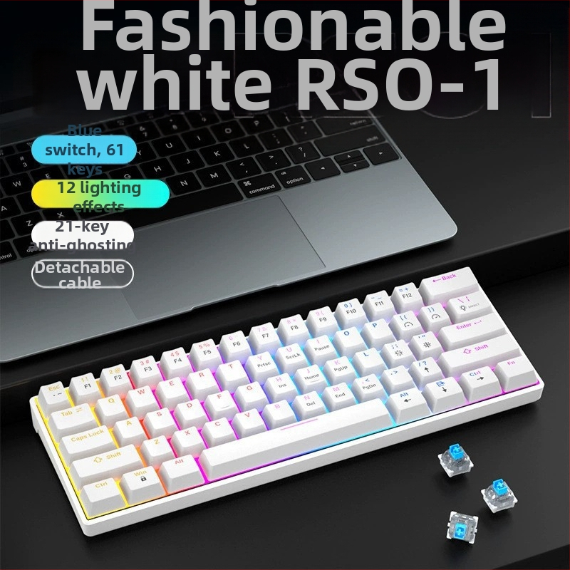 61 tipkovnica s žičnom konekcijom, mehanička, zelena osovina, miješano RGB osvjetljenje, vodootporna