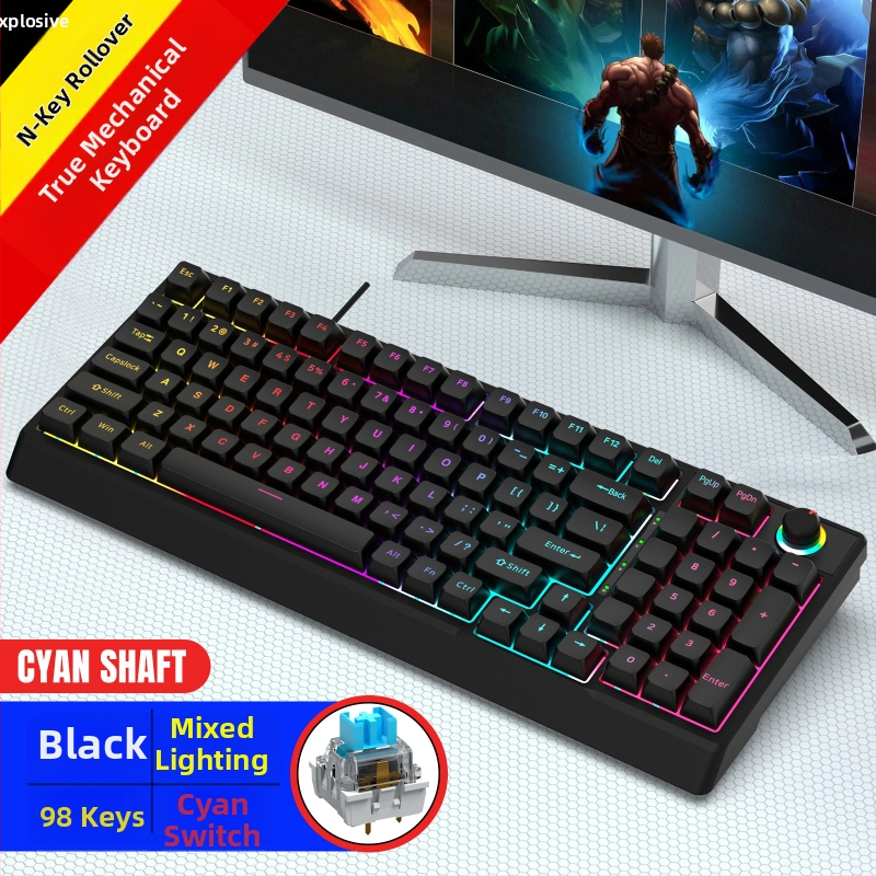Mehanička tipkovnica sa zelenim prekidačima, RGB pozadinsko osvjetljenje, kabel duljine 1,2 m