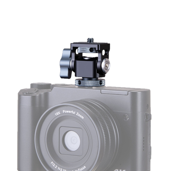 SH43 Gimbal cu amortizare reglabilă și eliberare rapidă pentru filmare pe orizontală 360° și verticală 90° – aliaj de aluminiu universal, 0.05 kg, montaj manual, pentru cameră, mirrorless și telefon