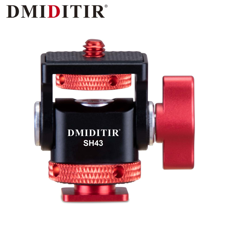 SH43 Gimbal cu amortizare reglabilă și eliberare rapidă pentru filmare pe orizontală 360° și verticală 90° – aliaj de aluminiu universal, 0.05 kg, montaj manual, pentru cameră, mirrorless și telefon