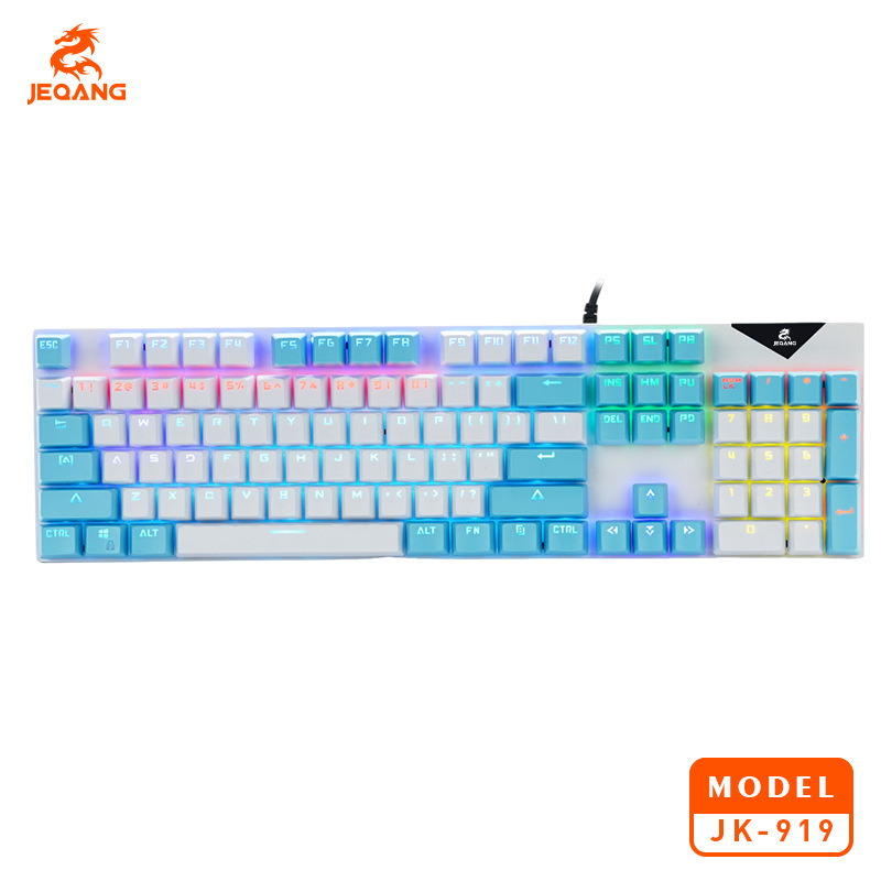 Mehanička tipkovnica s RGB pozadinskim osvjetljenjem, 98+ tipki, žičani USB Plug-and-Play, 1,5 m kabel