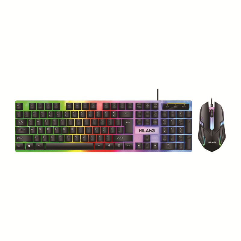 Kablovski set tipkovnice i miša (104 tipki, USB sučelje, membranska tipkovnica, višebojno pozadinsko osvjetljenje)