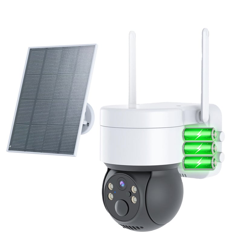Cameră solară pentru exterior, alimentare 12V, iluminare minimă 0.001 lux, interval de funcționare 25–60°C, supraveghere wireless Wi‑Fi