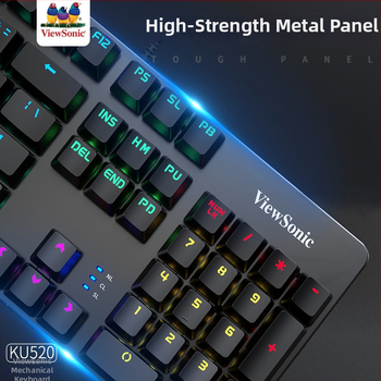 ViewSonic KU520 herná klávesnica s 104 klávesami, káblové pripojenie, mechanické spínače, RGB podsvietenie, vodotesná