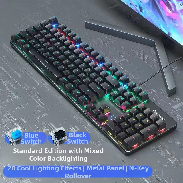 ViewSonic KU520 herná klávesnica s 104 klávesami, káblové pripojenie, mechanické spínače, RGB podsvietenie, vodotesná