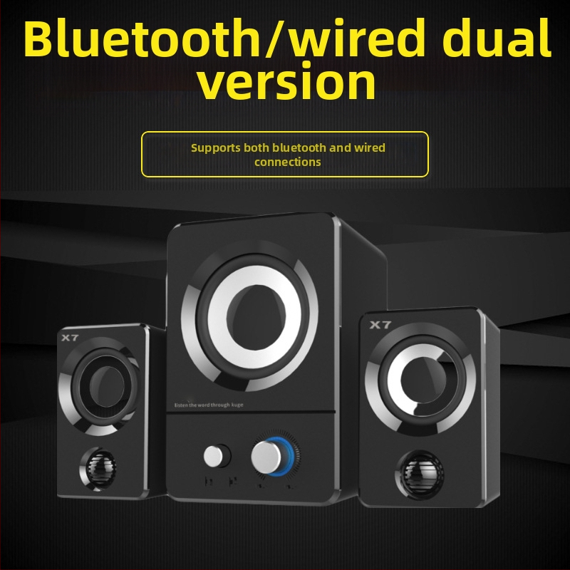 X7 datoru skaļruņi 2.1, 9W, frekvenču diapazons 40Hz-20kHz, USB barošanas avots, Bluetooth 4.1