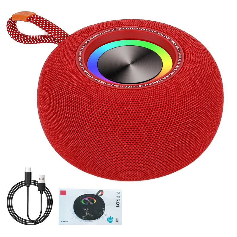 Boxă Bluetooth rotundă, cu slot pentru card, portabilă pentru exterior, stereo cu 2 difuzoare (BT 5.3, 10W, 100 Hz–20 kHz, IPX4, 1200–2000 mAh)