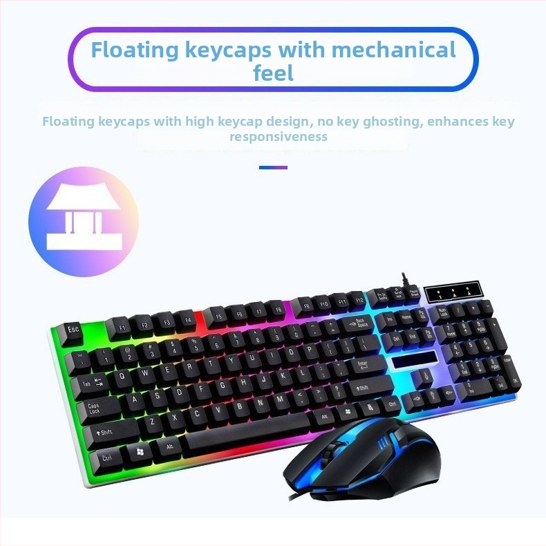 Set klávesy a myši pre hráčov s RGB podsvietením, káblové USB pripojenie, viac ako 98 kláves, s podržkou zápästia