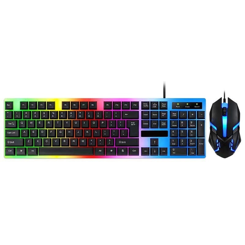 Set klávesy a myši pre hráčov s RGB podsvietením, káblové USB pripojenie, viac ako 98 kláves, s podržkou zápästia