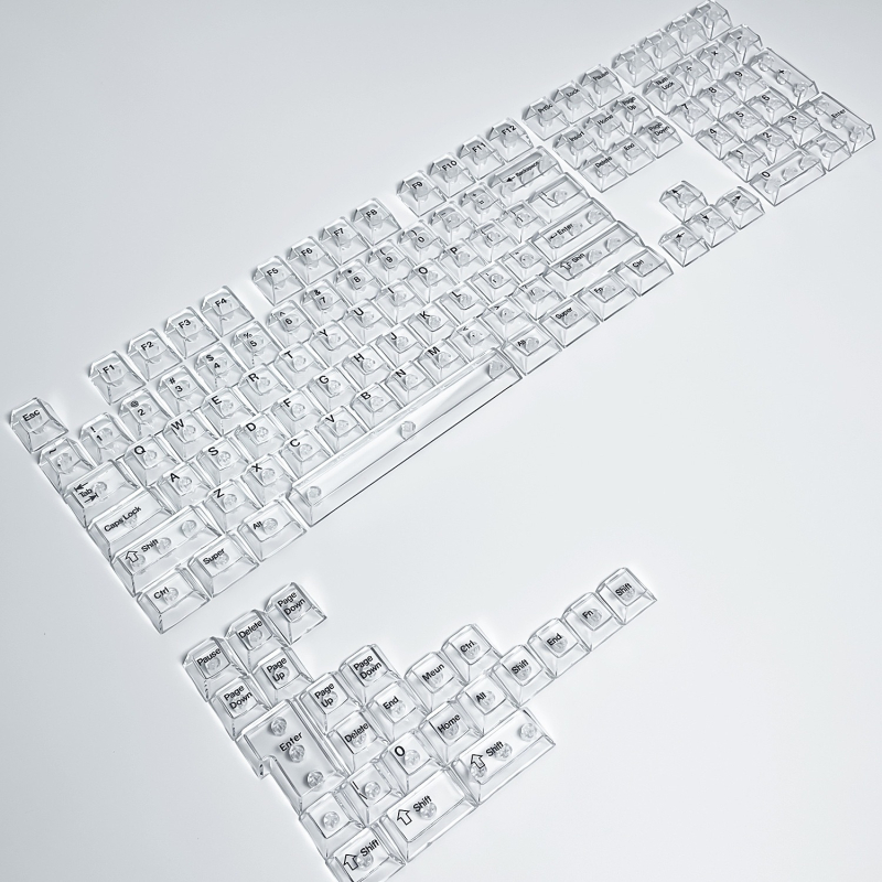 132-tipke kapice za mehaničku tipkovnicu, potpuno prozirne, DIY prilagodba, PC plast, bočna gravura