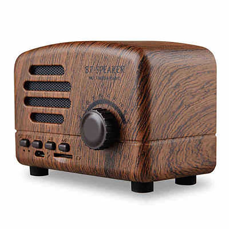 BT01 Kreativni retro Bluetooth zvučnik s drvenim uzorkom, ugrađena baterija 300–500 mAh, izlazna snaga 5 W, Bluetooth 2.1, frekvencijski opseg 100 Hz–20 kHz, SNR ≥75 dB.
