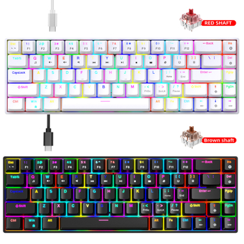 68-tipkovnica kabelska mehanička gaming tipkovnica s RGB pozadinskim osvjetljenjem, makro programiranjem, crveni ili smeđi prekidači