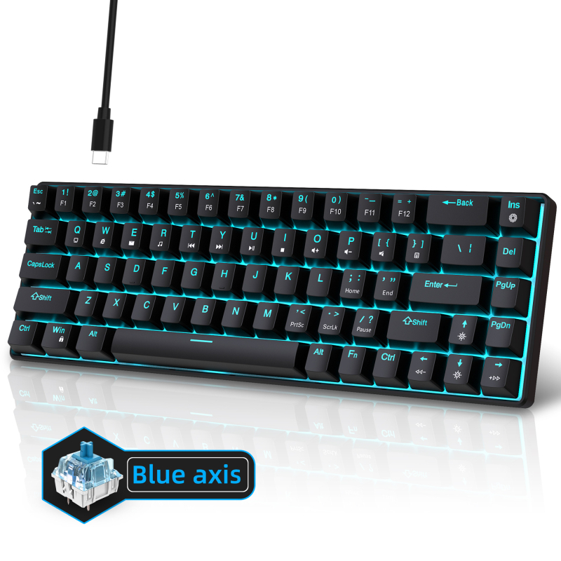 68-tipkovnica kabelska mehanička gaming tipkovnica s RGB pozadinskim osvjetljenjem, makro programiranjem, crveni ili smeđi prekidači