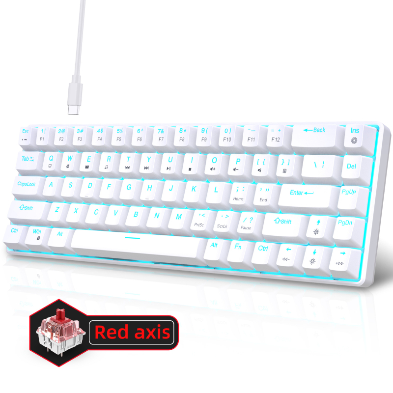 68-tipkovnica kabelska mehanička gaming tipkovnica s RGB pozadinskim osvjetljenjem, makro programiranjem, crveni ili smeđi prekidači