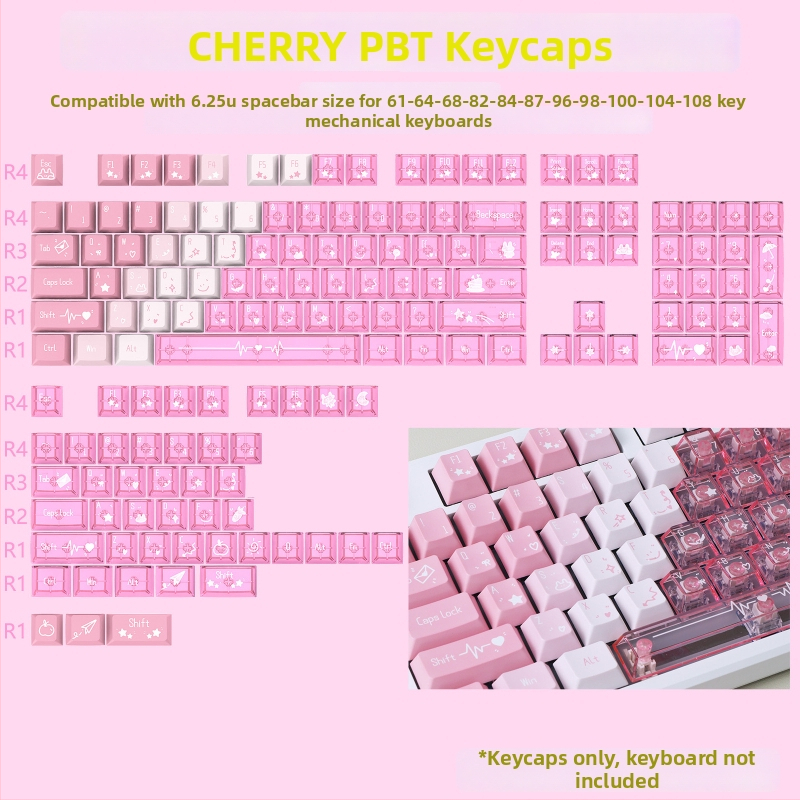 Set PBT keycaps Cherry profil pre mechanickú klávesnicu, dye-sublimácia na PC, 150 kláves, podpora prispôsobenia