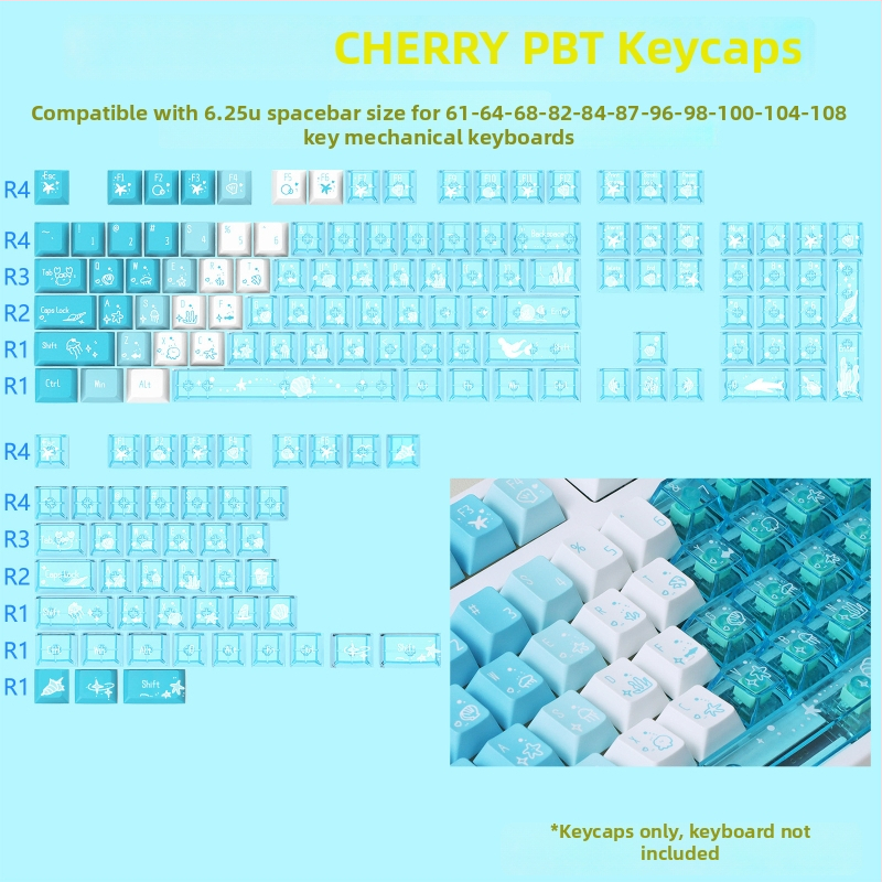 Set PBT keycaps Cherry profil pre mechanickú klávesnicu, dye-sublimácia na PC, 150 kláves, podpora prispôsobenia