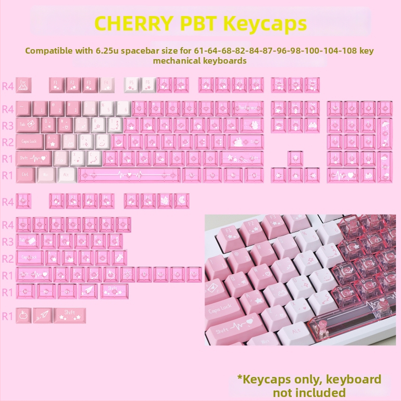 Set PBT keycaps Cherry profil pre mechanickú klávesnicu, dye-sublimácia na PC, 150 kláves, podpora prispôsobenia
