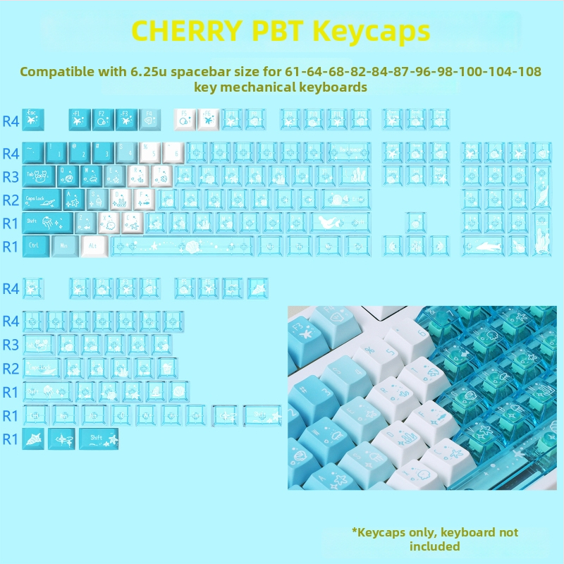 Set PBT keycaps Cherry profil pre mechanickú klávesnicu, dye-sublimácia na PC, 150 kláves, podpora prispôsobenia