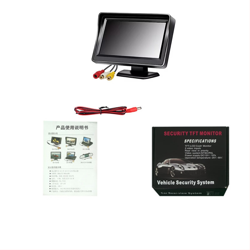 Automobilový LCD monitor SSY-Y401 – rozlíšenie 480x272, AV vstup, CVBS kompatibilný, PAL/NTSC