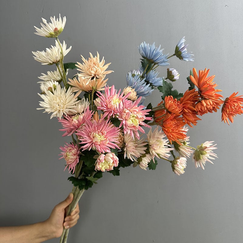 Τεχνητό λουλούδι Crab Claw Chrysanthemum για φωτογράφηση και διακόσμηση σπιτιού — Designer Chrysanthemum, πλαστικό, μάρκα Flower King, στυλιστική επεξεργασία και έγχυση, ποικιλία 1326527568, κατάλληλο για γάμους, εξωτερικούς χώρους, φωτογραφικά αντικείμενα