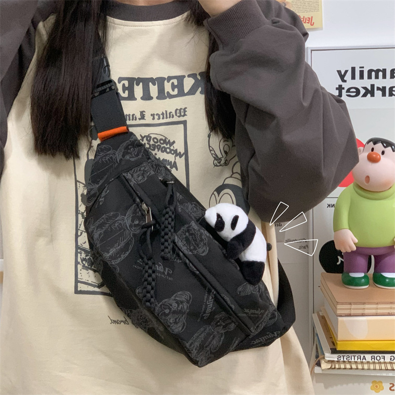 Djevojačka crossbody torba – najlon, zatvarač, džep za telefon, podstava od poliestera, ulični stil