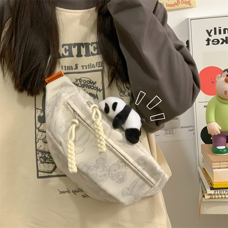 Djevojačka crossbody torba – najlon, zatvarač, džep za telefon, podstava od poliestera, ulični stil