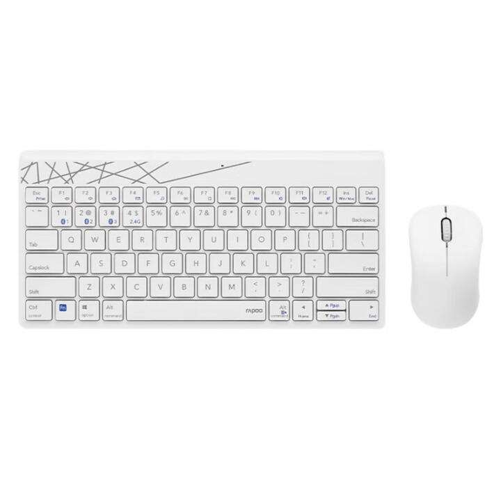 Rapoo 8000GT/8000S bezdrôtový set klávesnice a myši – Bluetooth viacerých režimov, 80-tlačidková/78-tlačidková, USB rozhranie pre klávesnicu a myš, 2400 DPI optický senzor, ergonomický dizajn