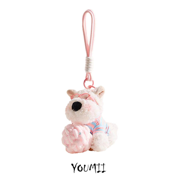 Maišo pakabukas iš filco pliušas, gyvūnų motyvas (šuniukas), vaikų animacinio stiliaus, rudens 2025 leidimas