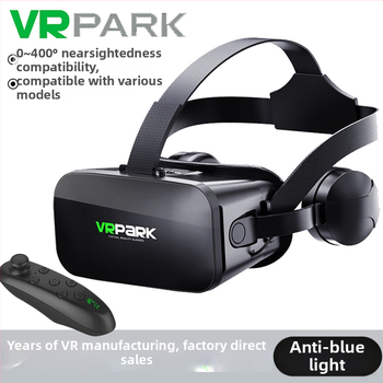 Vrpark-v6 VR brilles galvas stiprināšanai – saderīgas ar 4.7–6.7 collu viedtālruņiem, plastmasas korpuss, svars 360 g, 3D filmu skatīšana un spēļu telpa