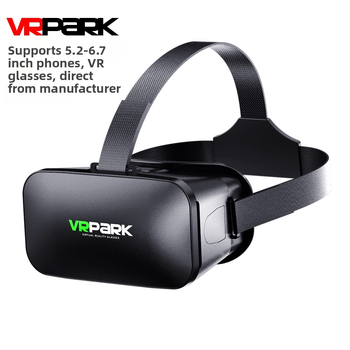 Vrpark-v6 VR brilles galvas stiprināšanai – saderīgas ar 4.7–6.7 collu viedtālruņiem, plastmasas korpuss, svars 360 g, 3D filmu skatīšana un spēļu telpa