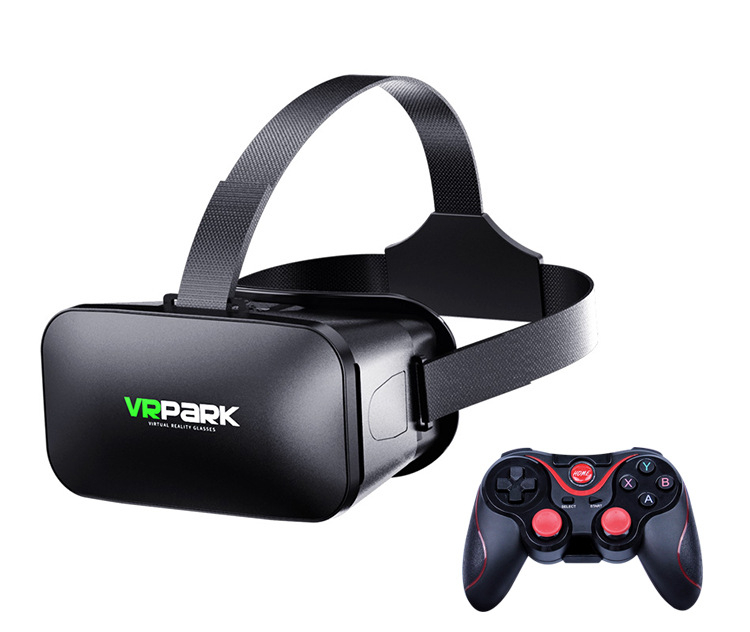Vrpark-v6 VR brilles galvas stiprināšanai – saderīgas ar 4.7–6.7 collu viedtālruņiem, plastmasas korpuss, svars 360 g, 3D filmu skatīšana un spēļu telpa