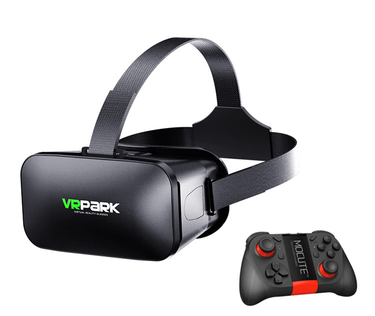 Vrpark-v6 VR brilles galvas stiprināšanai – saderīgas ar 4.7–6.7 collu viedtālruņiem, plastmasas korpuss, svars 360 g, 3D filmu skatīšana un spēļu telpa