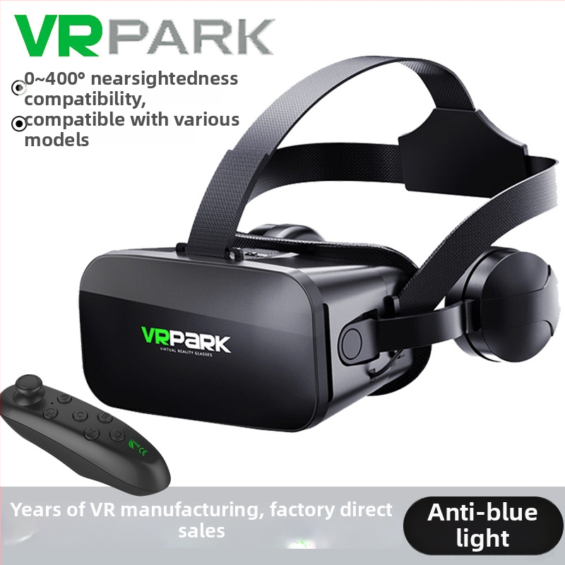 Vrpark-v6 VR brilles galvas stiprināšanai – saderīgas ar 4.7–6.7 collu viedtālruņiem, plastmasas korpuss, svars 360 g, 3D filmu skatīšana un spēļu telpa