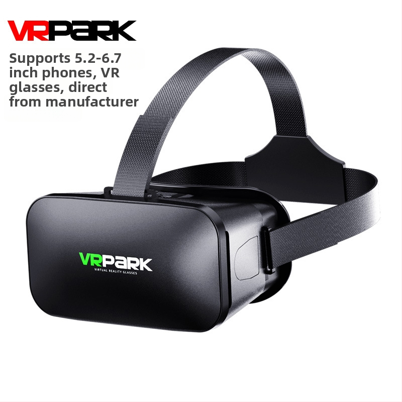 Vrpark-v6 VR brilles galvas stiprināšanai – saderīgas ar 4.7–6.7 collu viedtālruņiem, plastmasas korpuss, svars 360 g, 3D filmu skatīšana un spēļu telpa