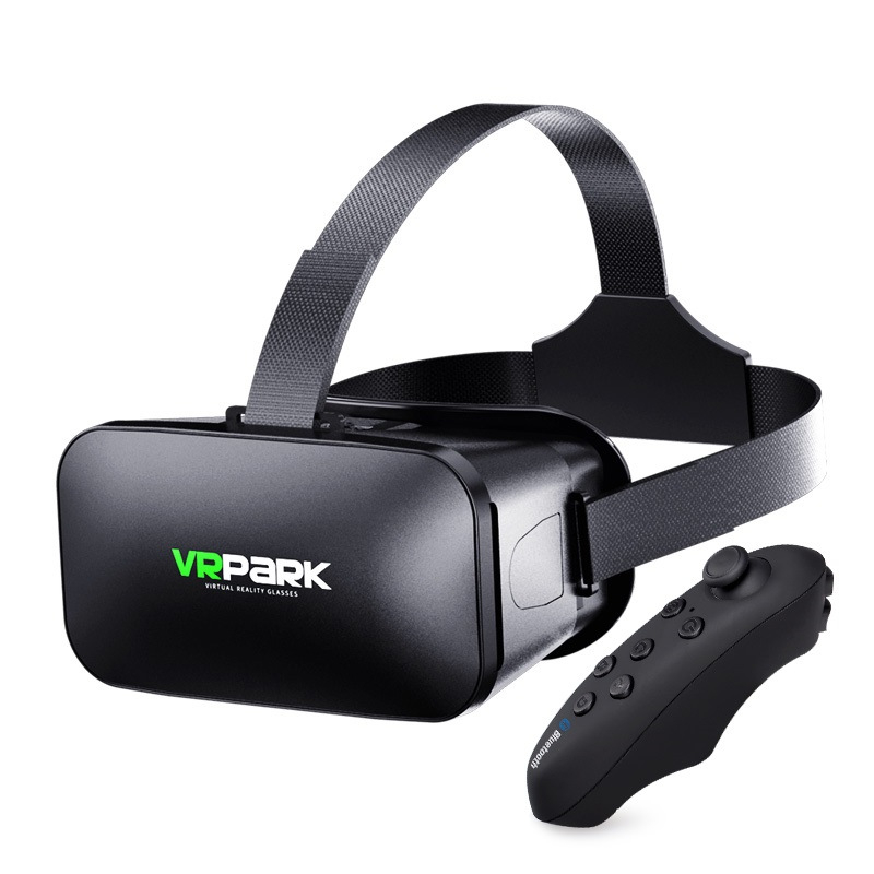 Vrpark-v6 VR brilles galvas stiprināšanai – saderīgas ar 4.7–6.7 collu viedtālruņiem, plastmasas korpuss, svars 360 g, 3D filmu skatīšana un spēļu telpa