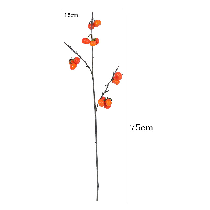Ramuri artificiale de dovleac cu flori de mătase, stilizare și turnare prin injecție, soiuri: rodie și fruct norocos, decor pentru casă și recuzită de nuntă