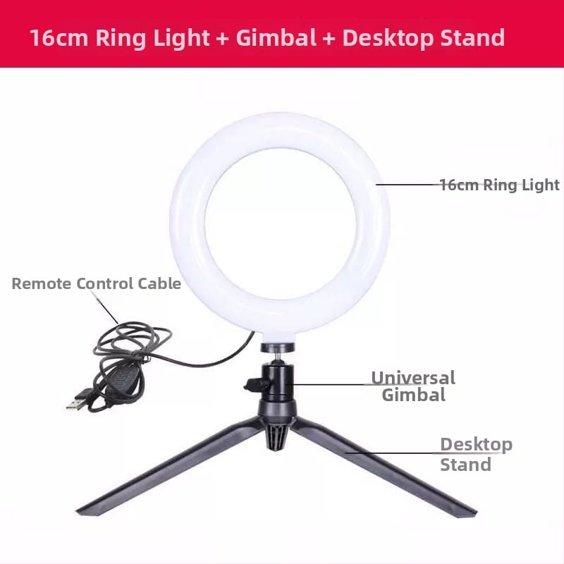 Φωτιστικό δαχτυλιδιού LED με ρυθμιζόμενη θερμοκρασία χρώματος για ζωντανές μεταδόσεις, selfies και μακιγιάζ – Ισχύς κάτω από 10W, USB 5V